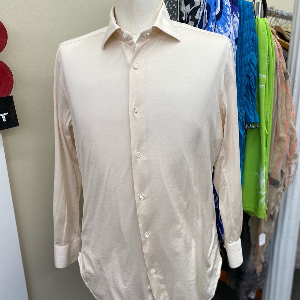 EDOARDO BORRELLI cream shirt, made in Italy.